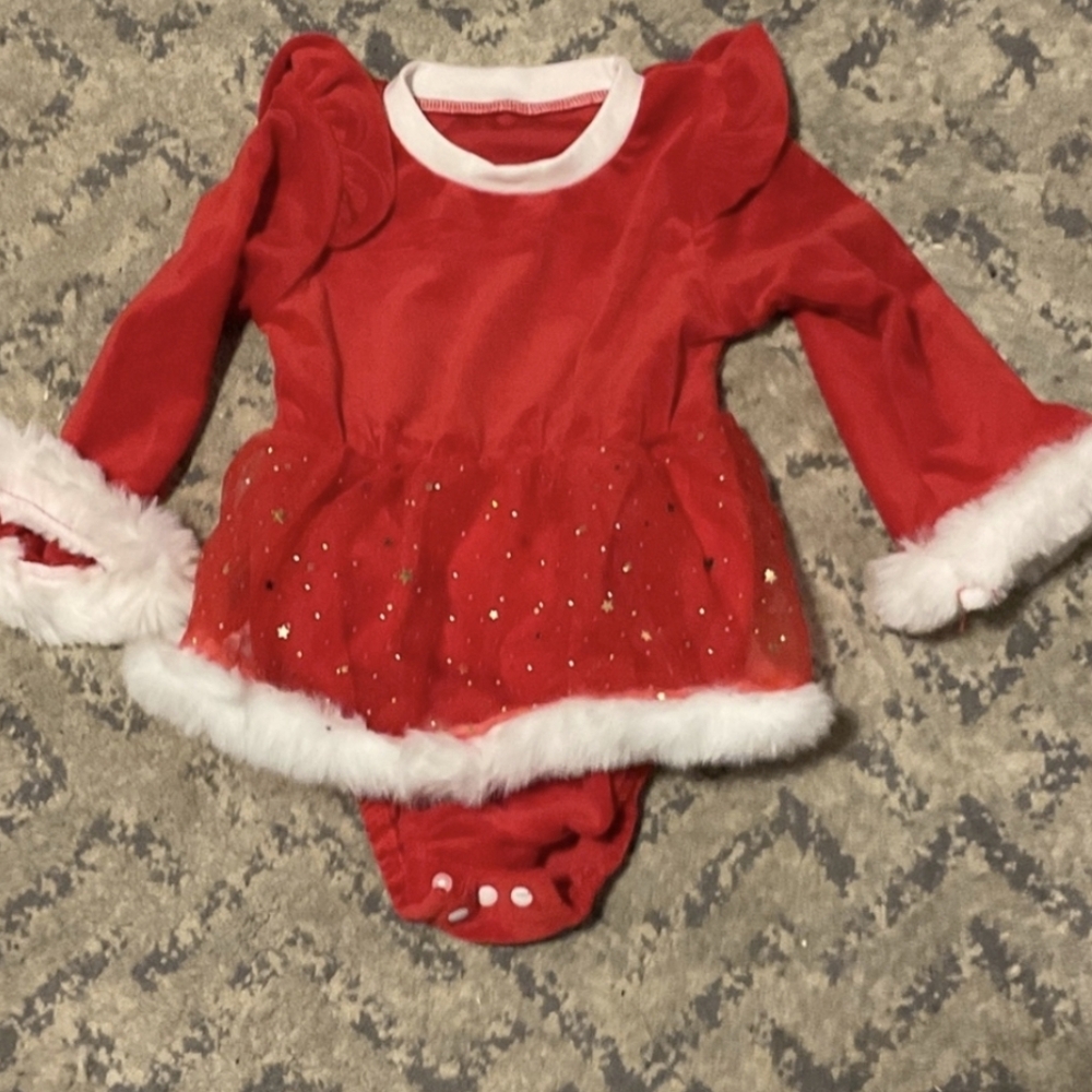 Red Santa Christmas Baby Dress with White Fur Trim 12-18 months